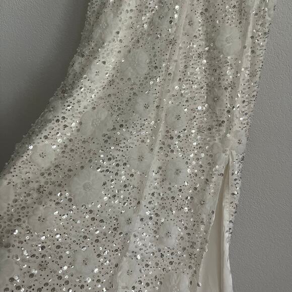 Show Me Your MuMu Love Letter Beaded Embroidered Maxi Skirt with Side Slit - Picture 3 of 8